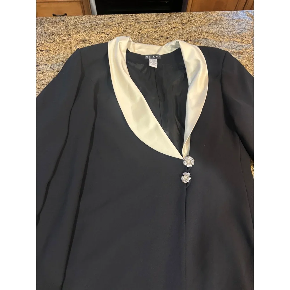 NWT Shani Blazer Dress Ivory Trim Rhinestone Buttons Size 18 Career Cocktail VTG